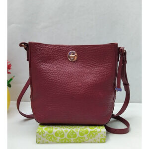 Radley Red Pebbled Leather Turnlock Closure Crossbody Bag